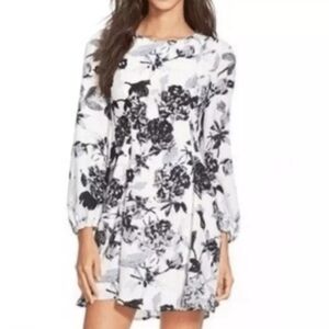 Everly Floral Black and White Dress